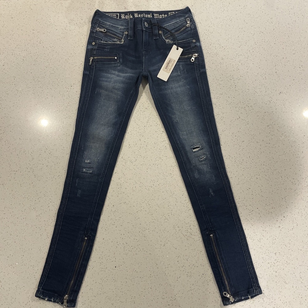 Rock Revival Moto Camille Skinny Womens Jeans Size 25 NWT